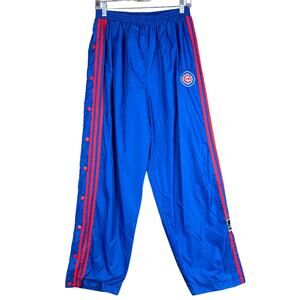 Vintage Adidas Boys Pants Blue Red 3 Stripes Snap Away Chicago Cubs XL (18-20)
